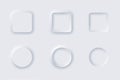 Neumorphism button design set vector illustration. White elegant neomorphic buttons. Vector Illustration