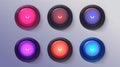 Neumorphism button design in vector, available in blue, purple, red, by Generative AI Royalty Free Stock Photo