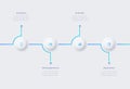 Neumorphism concept of development process with 4 options. Infographic timeline