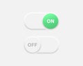 Neumorphism Switch on and off icons. On and off slide toggle buttons. Devices User Interface mockup. Neumorphic UI UX Royalty Free Stock Photo