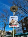 Neumuenster, Germany - 16. April 2022: An election poster of the German party named Die Partei on a lamppost before the state Royalty Free Stock Photo