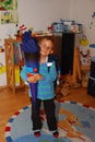 Boy getting ready for his first day of school Royalty Free Stock Photo