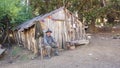 Neuquen, Argentina, November 26, 2022 Gaucho, sitting next to his house in the Andes. Argentine Patagonia
