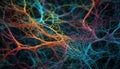 Neural axons connect, glowing synapses communicate motion generated by AI