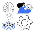 Artificial Intelligence Concepts With Neural Network, Data Processing, Automation, and Performance Analysis Royalty Free Stock Photo