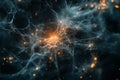 neural cloud close-up luminous particles