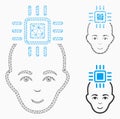 Neural Computer Interface Vector Mesh Carcass Model and Triangle Mosaic Icon Royalty Free Stock Photo