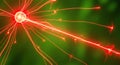 Neural Impulse Visualized: Glowing Red Energy Firing from a Luminous Synapse Royalty Free Stock Photo