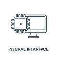 Neural Intarface icon. Line element from bioengineering collection. Linear Neural Intarface icon sign for web design Royalty Free Stock Photo