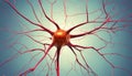 Neural network in action - A neuron with dendrites and axon Royalty Free Stock Photo