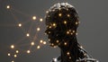 Neural network of artificial intelect. Glowing humanoid. Royalty Free Stock Photo