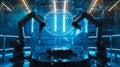 Neural network or artificial intelligence in industry. Concept of futuristic robotics industry technology