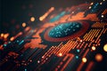 Neural network Big data and cybersecurity. Data stream. Global database and artificial intelligence. Bright, colorful Royalty Free Stock Photo