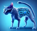 Neural Network of Cat Brain, Generative AI Illustration Royalty Free Stock Photo