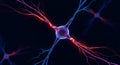 Neural Network Cell with Bright Electric Synapses in Dark Background Royalty Free Stock Photo
