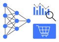 Neural network concept, data analysis, and e-commerce integration for business intelligence Royalty Free Stock Photo