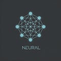 Neural Network Concept Icon with Connected Nodes and Neural Label on Dark Background Royalty Free Stock Photo