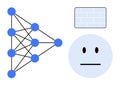 Neural Network Connecting Data Points with Abstract Faces and Brick Background Royalty Free Stock Photo