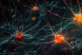 Neural network connection with a cosmic, sparkling visual representation in vibrant colors