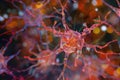 Neural network connection with a cosmic, sparkling visual representation in vibrant colors