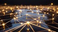 Neural Network Connection: Data Science, Golden Nodes, AI Concept Royalty Free Stock Photo