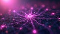 Neural network connection with purple gradient. Abstract mesh background with bokeh effect, geometric shape, connecting dots Royalty Free Stock Photo
