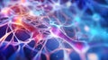 Neural network or neural connections of the brain in neon blue shades. Banner. Royalty Free Stock Photo