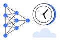 Neural Network Connections with Clock and Cloud for Time and Data Integration Concepts Royalty Free Stock Photo