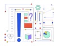 Neural network data 2D linear cartoon object Royalty Free Stock Photo