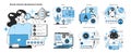 Neural network development trends set. Self-learning computing Royalty Free Stock Photo