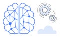 Neural Network and Gears Representing AI and Cloud Technology Integration Royalty Free Stock Photo