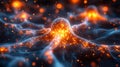 Neural network glowing with electric synapses - generative ai