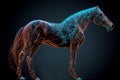 Neural network of a horse with big data and artificial intelligence circuit board in the body of the equine animal