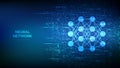 Neural network icon made with binary code. AI. Artificial Intelligence. Machine Learning. Deep learning. Big data analysis Royalty Free Stock Photo