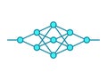 Neural network line icon. Machine learning technology. Deep learning. Artificial intelligence. Royalty Free Stock Photo