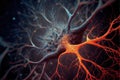 Neural network, macro view of neurons inside brain, illustration, generative AI Royalty Free Stock Photo