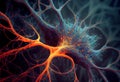Neural network, macro view of neurons inside brain, illustration, generative AI Royalty Free Stock Photo