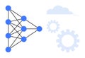 Neural Network Nodes and Gears Representing Machine Learning and Automation Concepts Royalty Free Stock Photo