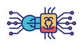 Neural Network Processor: Advanced AI Circuitry Vector Icon, vector design Generative AI Royalty Free Stock Photo