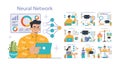 Neural Network set. Flat vector illustration