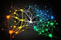 neural network simulation, showing the complex interactions and calculations that go into making a neural network work Royalty Free Stock Photo