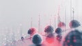 Neural network visualization with red data points and brain forms Royalty Free Stock Photo