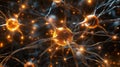 A neural network visualization shows glowing nodes and pathways, highlighting complex connections
