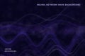 Neural network wave background with flowing particle surfaces and smooth dynamic lines. Vector abstract futuristic digital Royalty Free Stock Photo