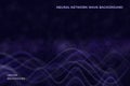 Neural network wave background with flowing particle surfaces and smooth dynamic lines. Vector abstract futuristic digital Royalty Free Stock Photo
