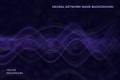Neural network wave background with flowing particle surfaces and smooth dynamic lines. Vector abstract futuristic digital Royalty Free Stock Photo