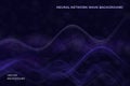 Neural network wave background with flowing particle surfaces and smooth dynamic lines. Vector abstract futuristic digital Royalty Free Stock Photo