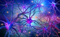 Neural networks of the human brain. 3d illustration of abstract nerve centers Royalty Free Stock Photo