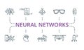 Neural Networks icon set. Monochrome simple Neural Networks icon collection. Big Data, Pattern, Algorithm, Smart Glasses