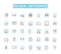 Neural networks linear icons set. Perceptron, Backpropagation, Deep learning, Artificial intelligence, Convolutional